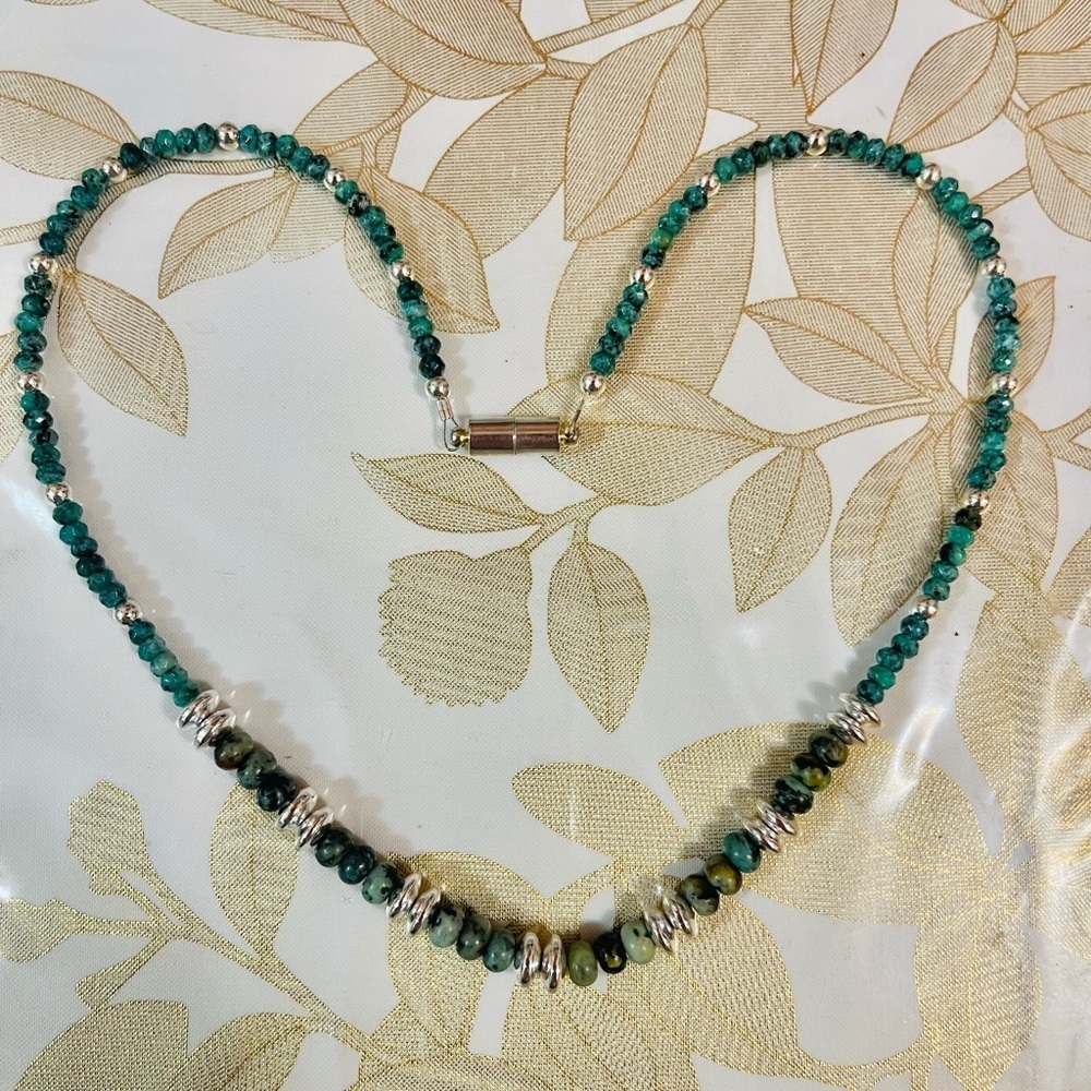 Vtg Native American Hematite Pearl Bench Beads African Turquoise Necklace Sz 19”